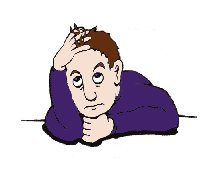 Person in purple jumper bored of waiting