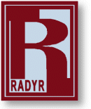 Radyr School Logo - Red R on grey background