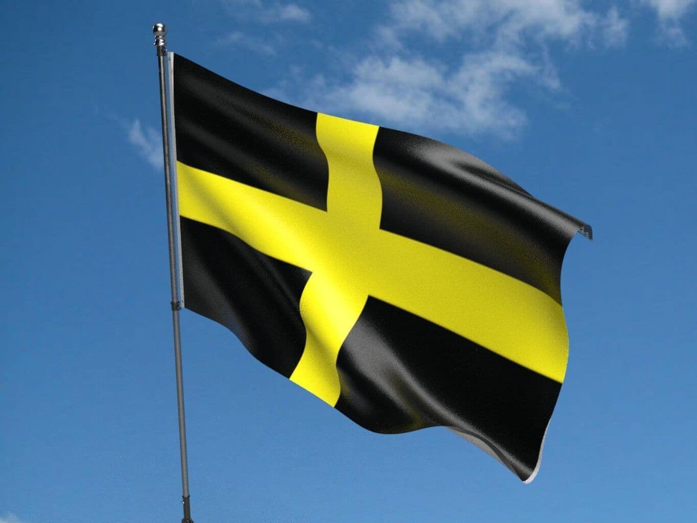Flag of St David. Yellow cross on Black background